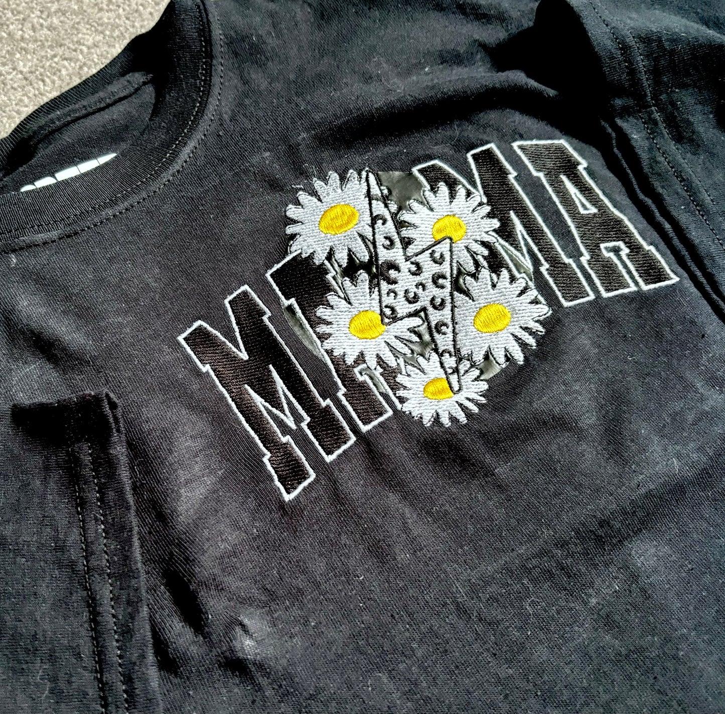 Rebel Needleworks MAMA lightning bolt and daisies sweatshirt - personalised mum gift UK