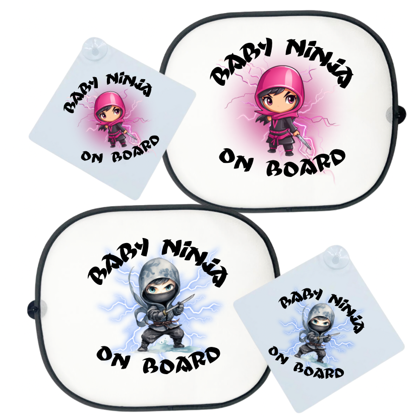 Baby on board sign and car sun shade