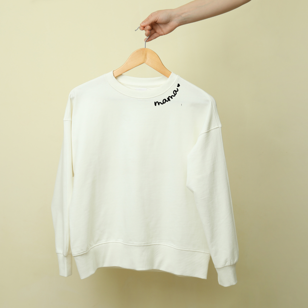 Rebel Needleworks collar MAMA embroidered sweatshirt - personalised mum gift UK