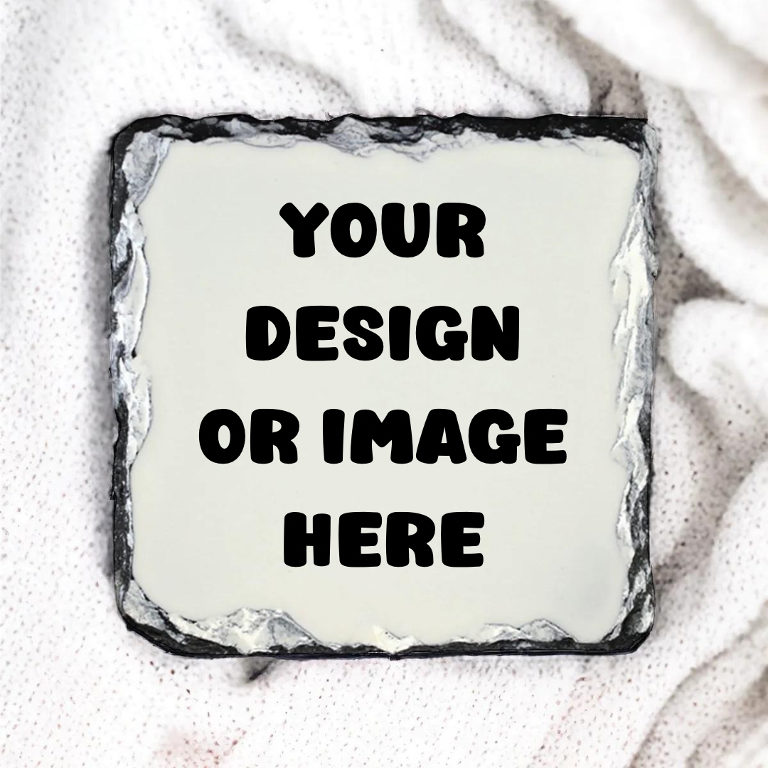 Rebel Needleworks personalised photo slate coaster - custom photo gift with stand UK
