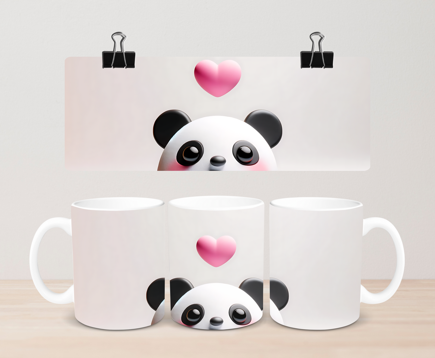 3D panda peek a boo mug by Rebel Needleworks - cute novelty gift mug UK