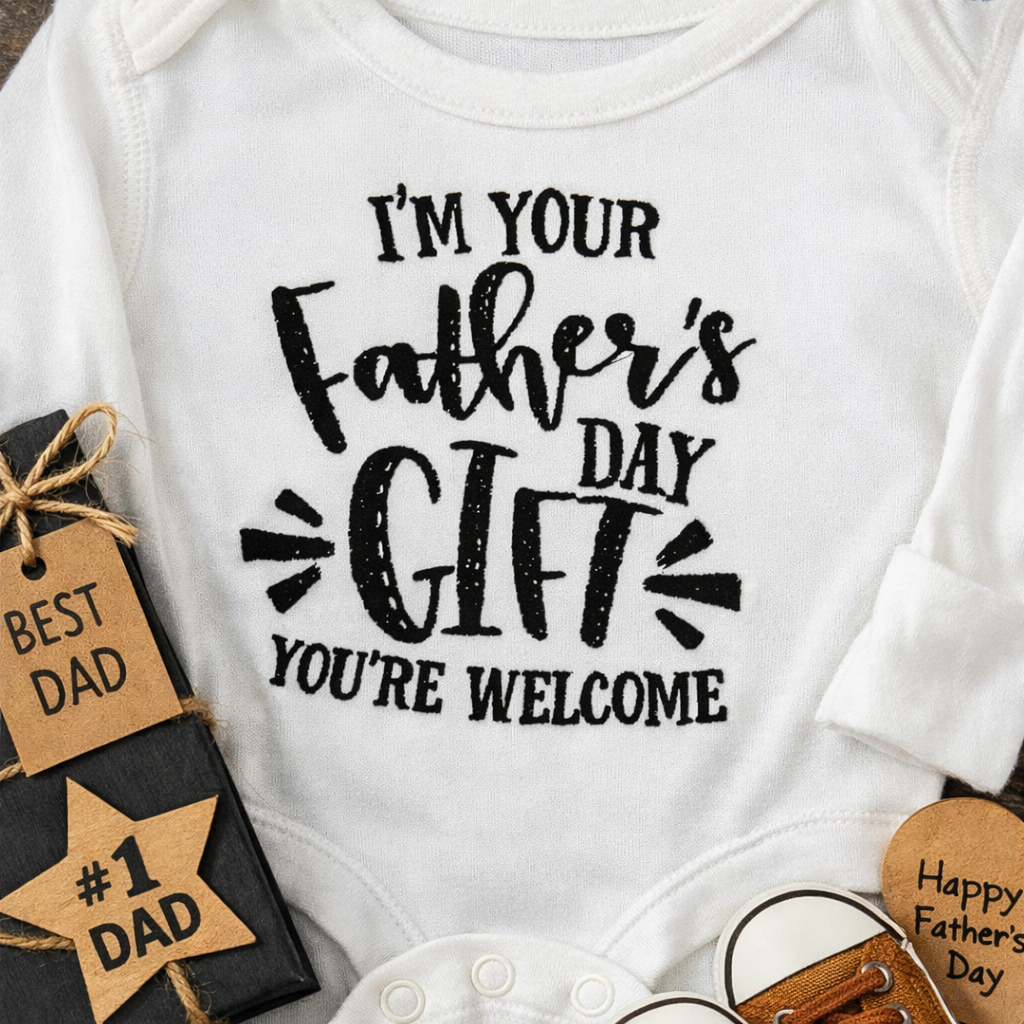 I'm your fathers day gift embroidered baby grow by Rebel Needleworks - funny fathers day baby gift UK