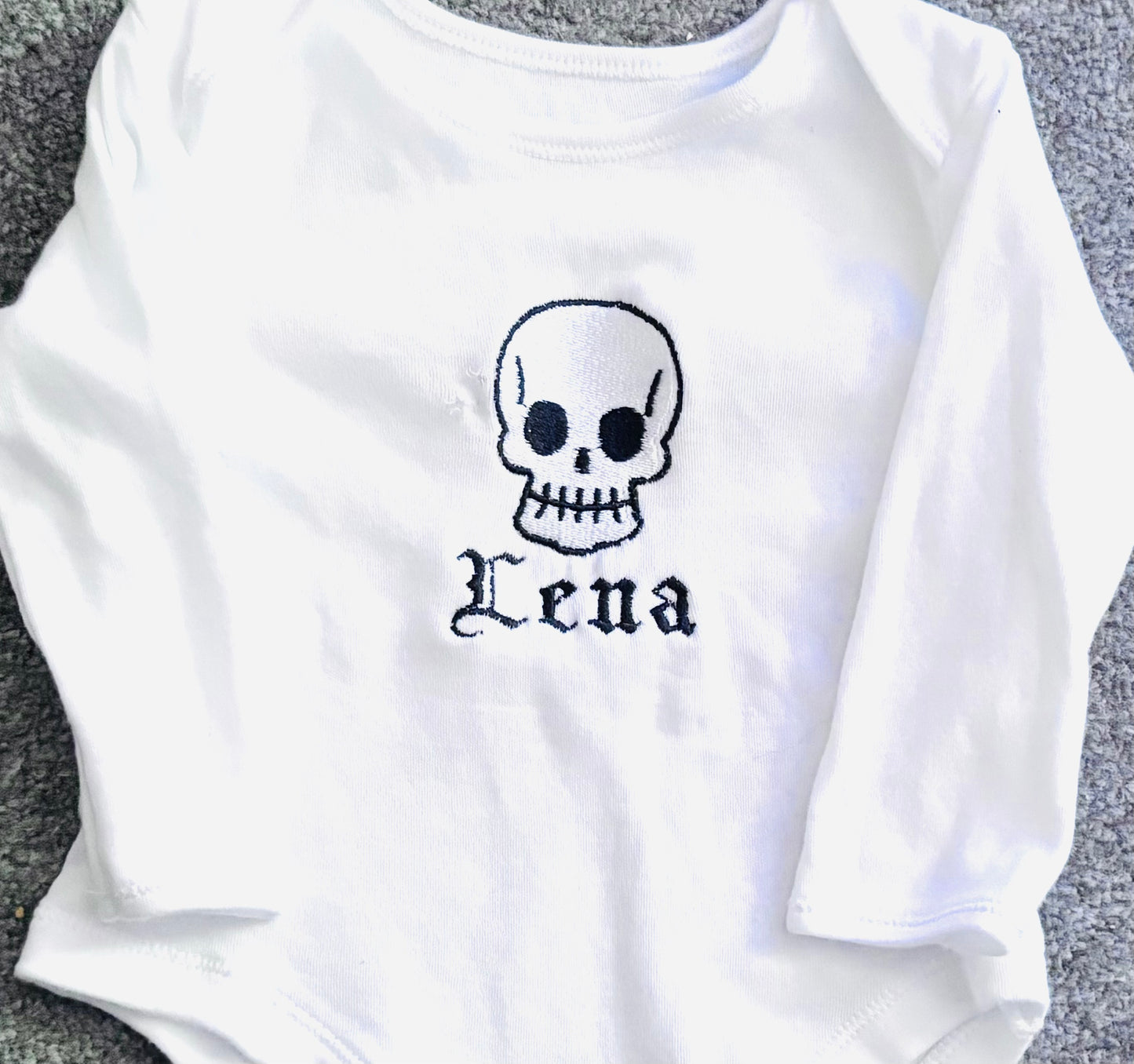 Skull Personalised Embroidered Baby Grow