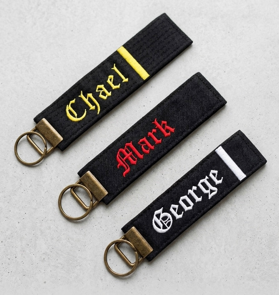 Custom Martial Arts Belt Keychain | Personalised Rank Embroidery