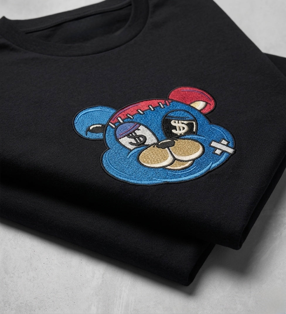 Blue Embroidered Bear T-shirt