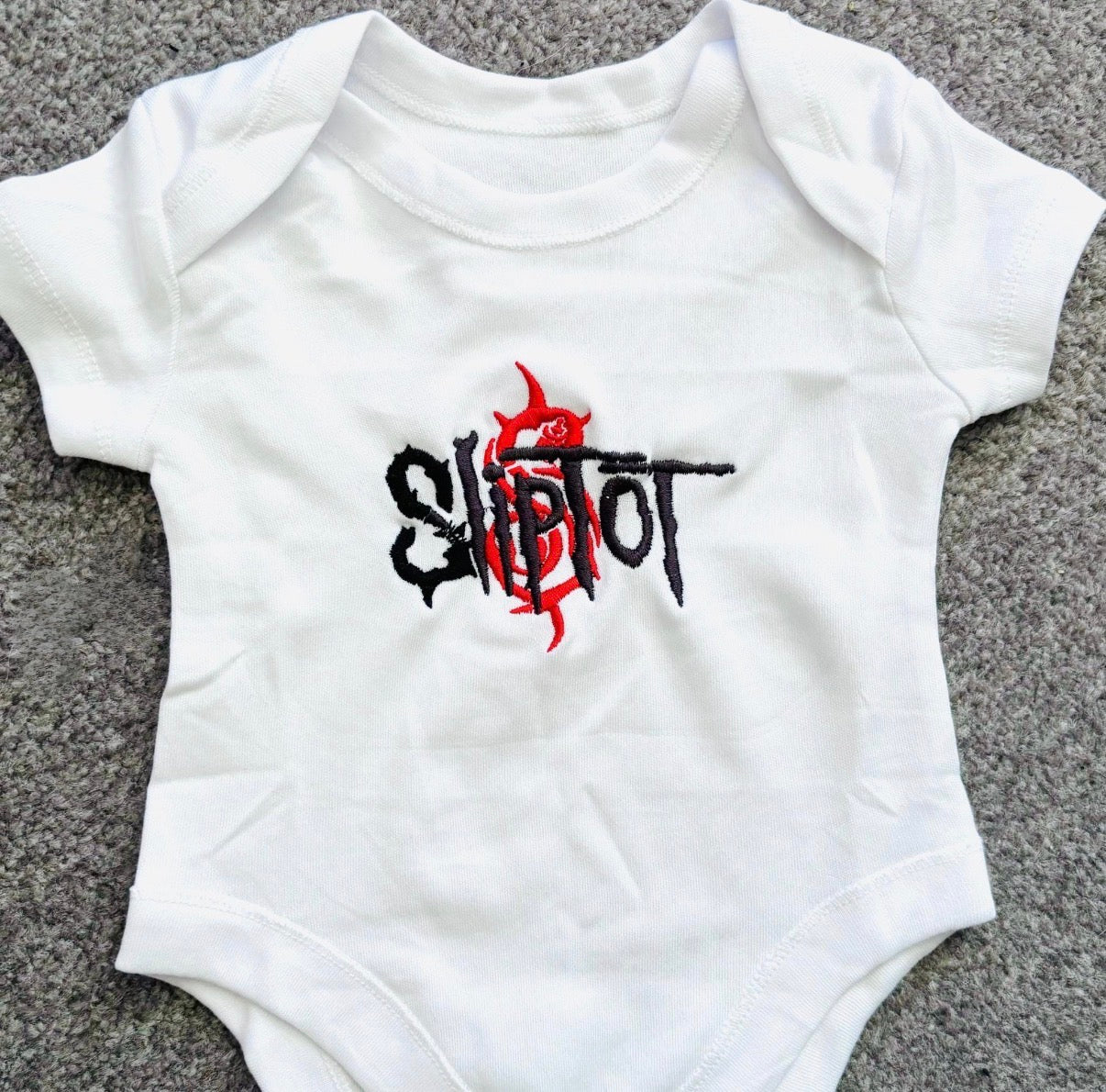 Rebel Needleworks Sliptot embroidered baby grow - personalised funny newborn gift UK