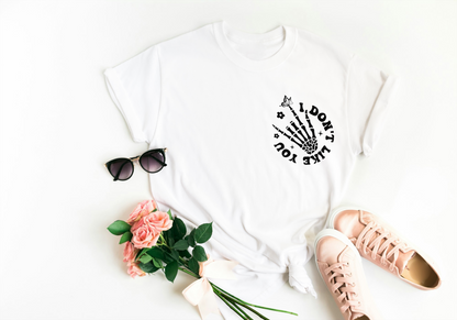 Custom I don't like you print tee by Rebel Needleworks - alternative gothic top UK
