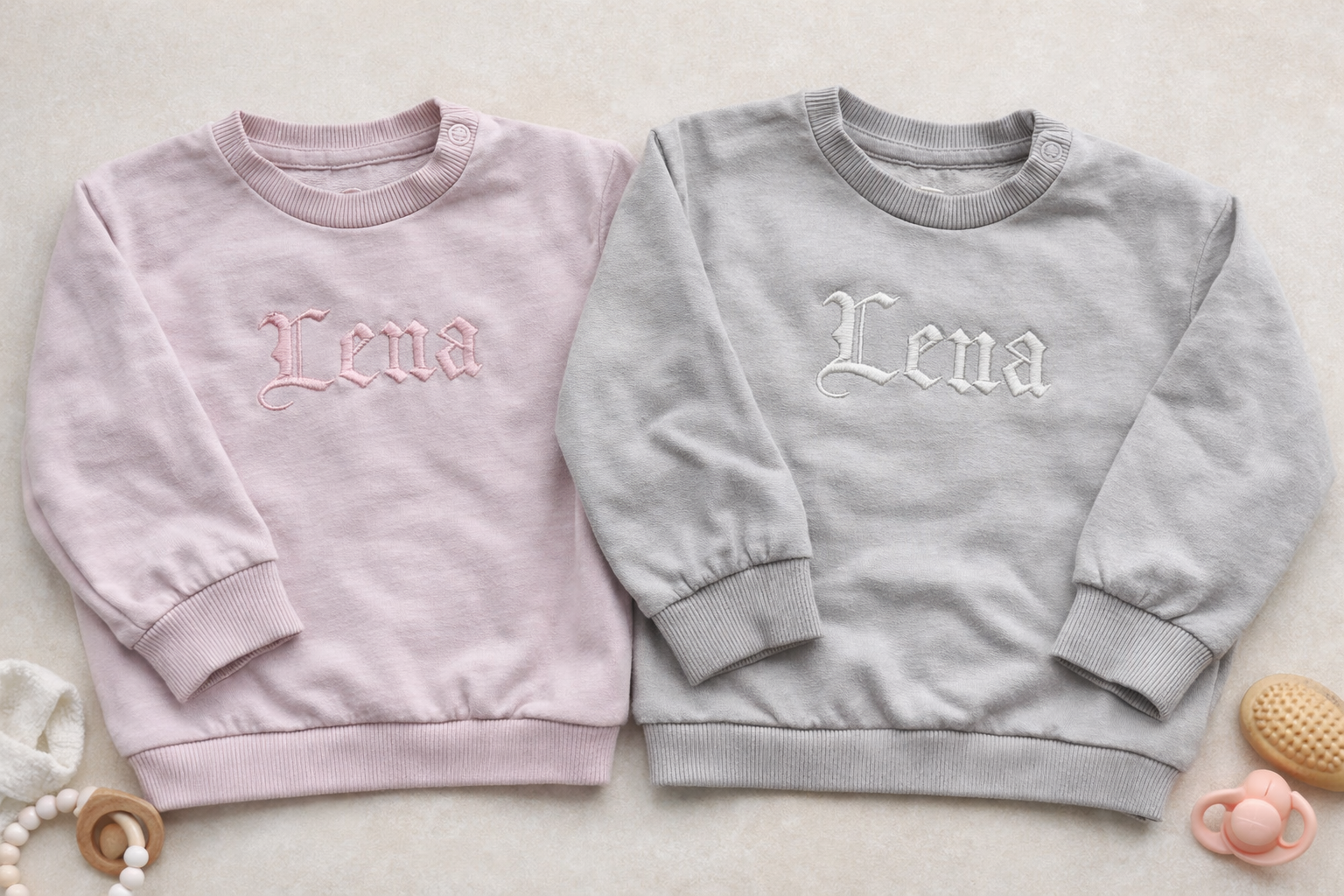 Baby and kids embroidered name sweatshirt by Rebel Needleworks - personalised children jumper UK