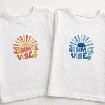 Embroidered Summer Vibes Kids Tshirt