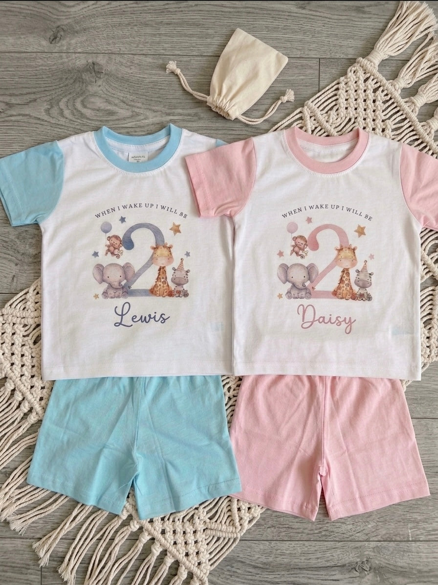 When I wake up Personalised Birthday Pyjama Short Set
