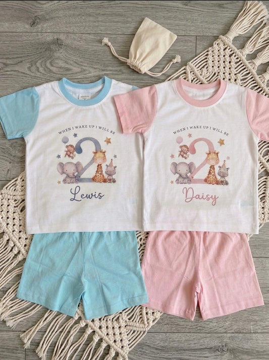 When I wake up Personalised Birthday Pyjama Short Set