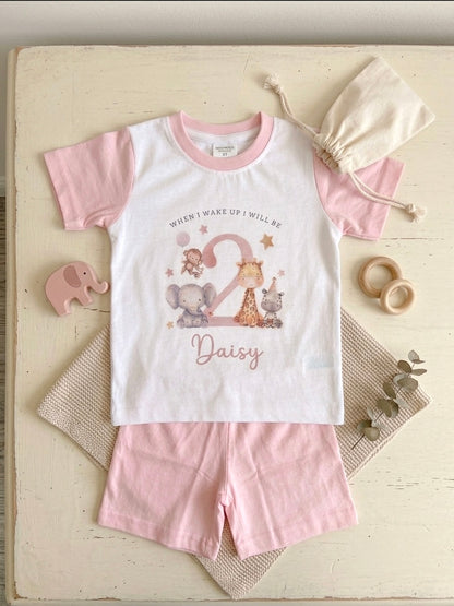 When I wake up Personalised Birthday Pyjama Short Set