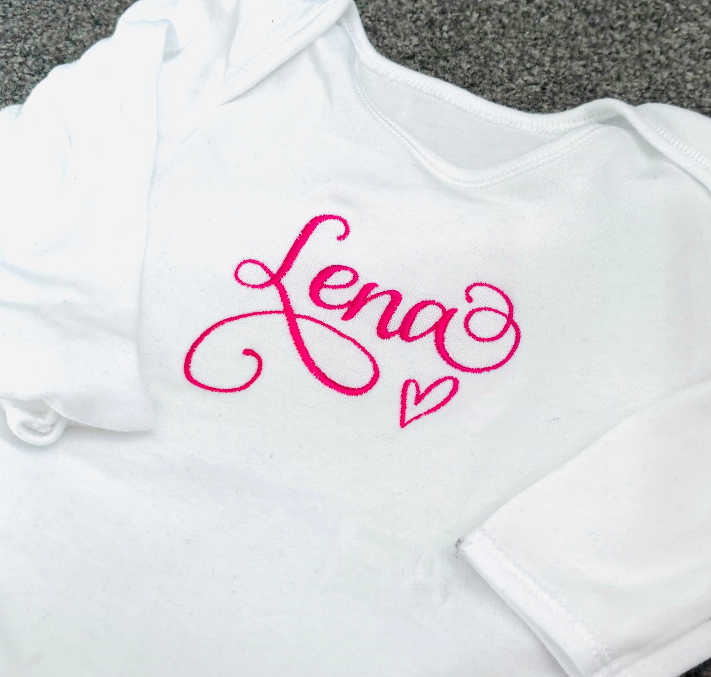 Embroidered Personalised Script Name Baby Grow