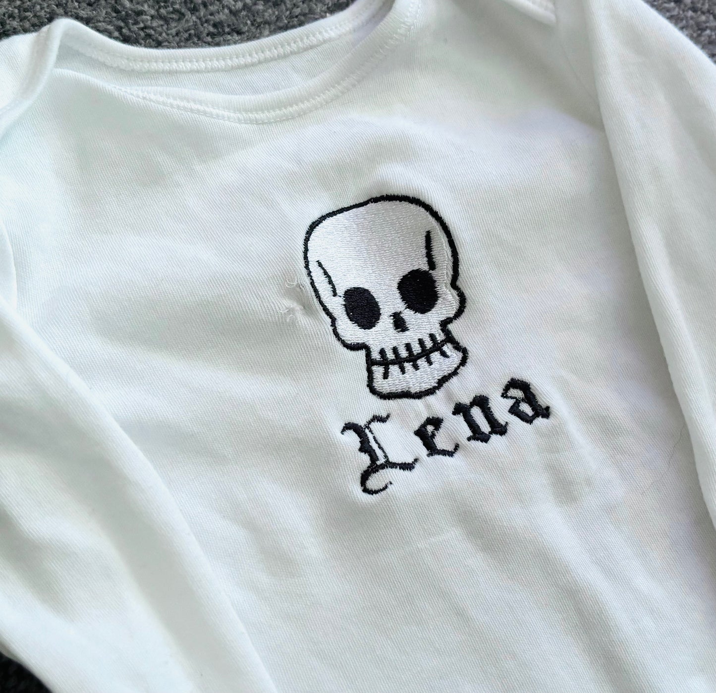 Skull Personalised Embroidered Baby Grow