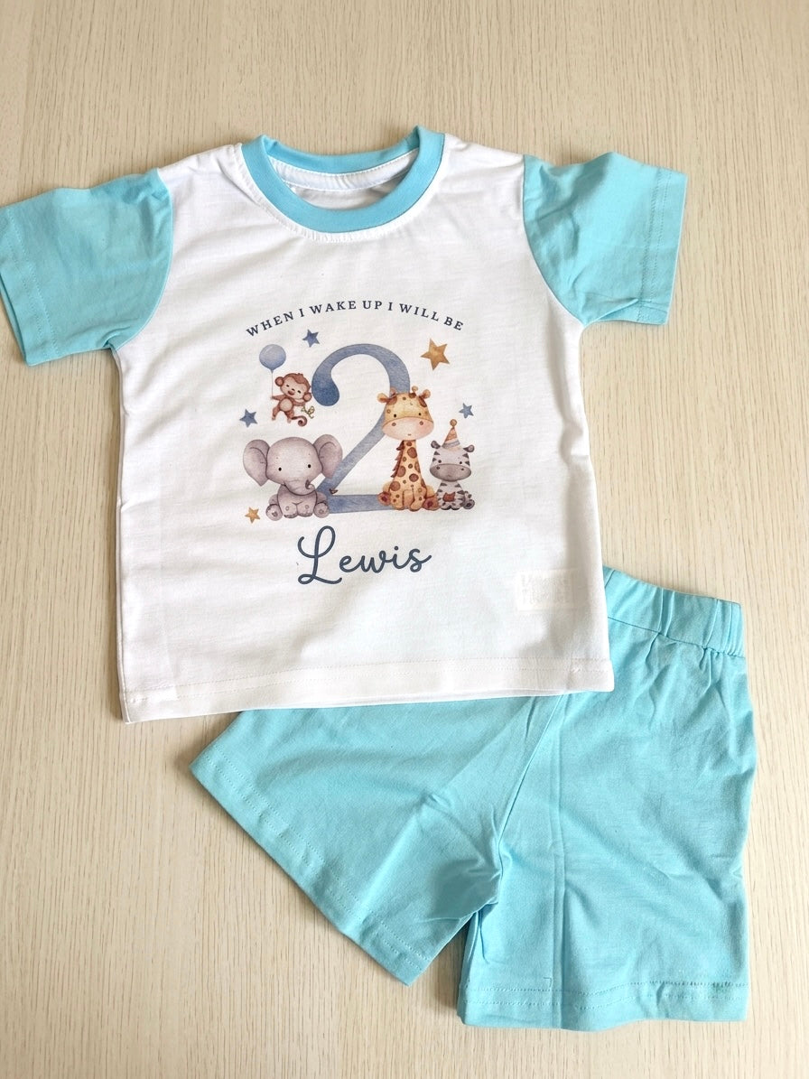 When I wake up Personalised Birthday Pyjama Short Set