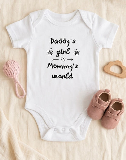 Daddy’s Girl Mommy’s World Embroidered Baby Grow