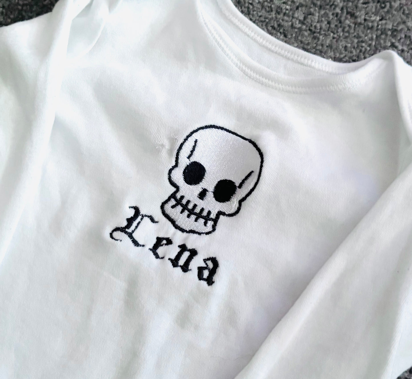 Skull Personalised Embroidered Baby Grow