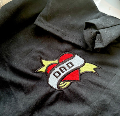 Rebel Needleworks dad tattoo embroidered t-shirt - personalised alternative fathers day gift UK