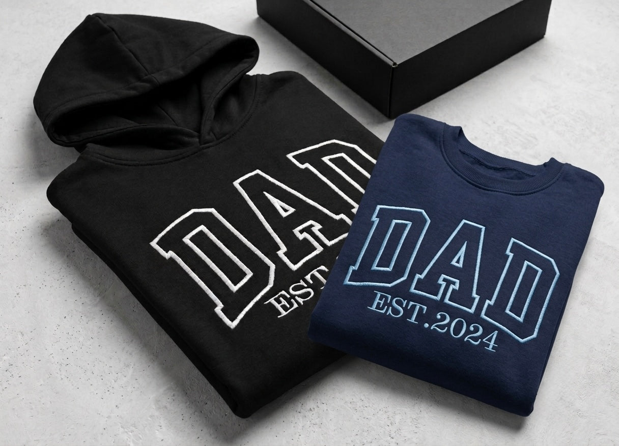 Custom Embroidered Dad Sweatshirt, Tshirt & Hoodie | Personalised Father's Day Gift