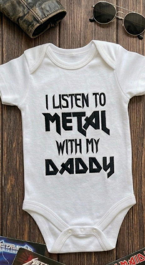 Heavy Metal Baby Grow | "I Listen to Metal With My..." Rock Infant Bodysuit