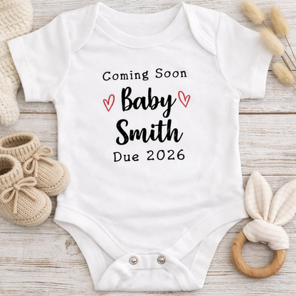 Birth announcement embroidered baby grow by Rebel Needleworks - personalised newborn keepsake gift UK
