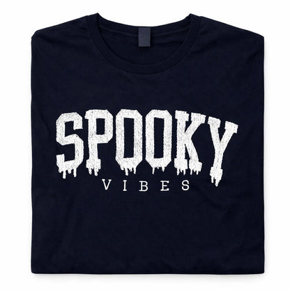 Spooky vibes embroidered t-shirt by Rebel Needleworks - gothic Halloween alternative top UK