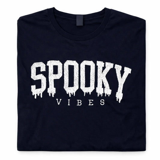 Spooky vibes embroidered t-shirt by Rebel Needleworks - gothic Halloween alternative top UK