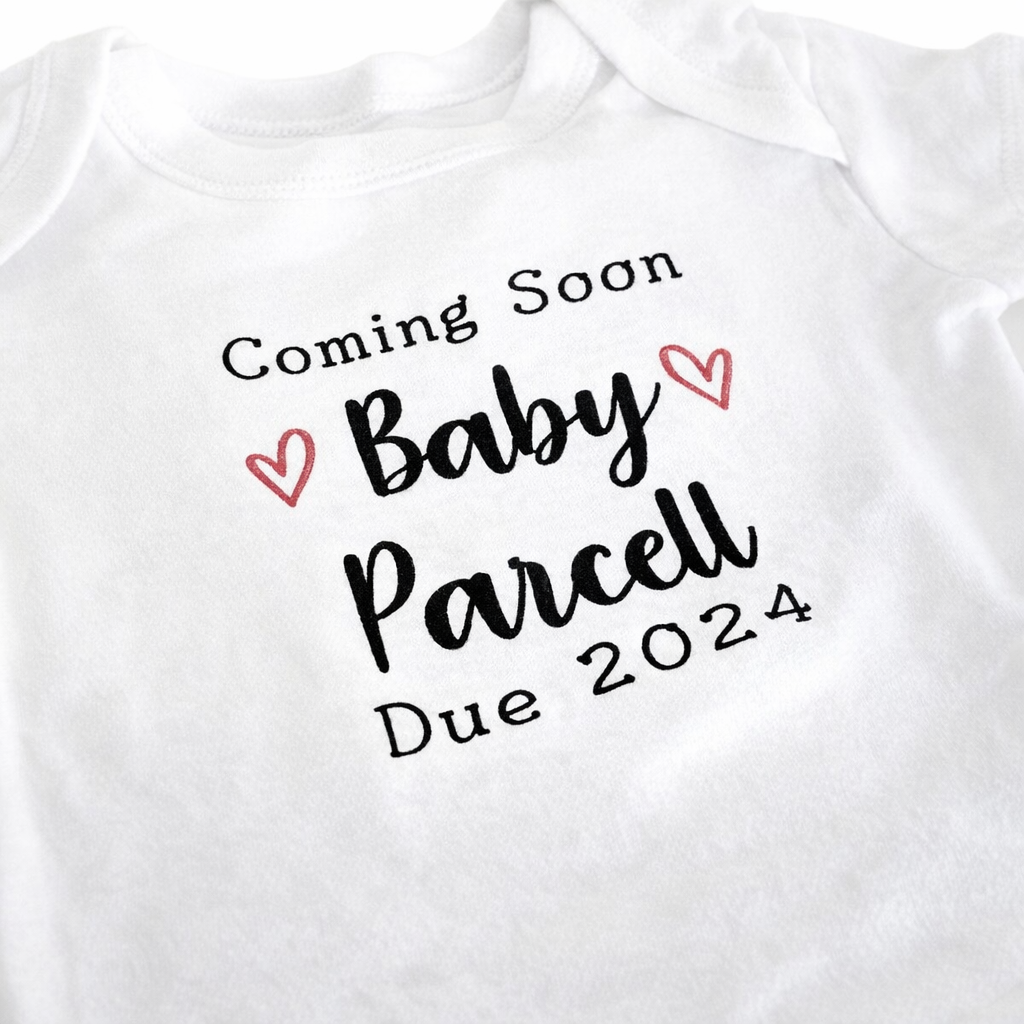 Custom birth announcement embroidered baby grow by Rebel Needleworks - personalised baby gift UK