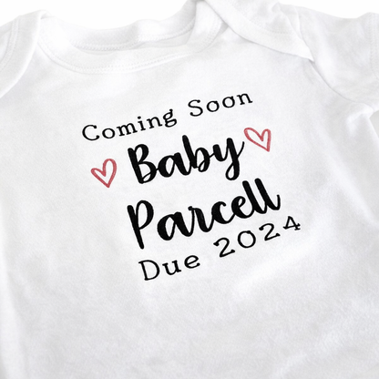 Custom birth announcement embroidered baby grow by Rebel Needleworks - personalised baby gift UK
