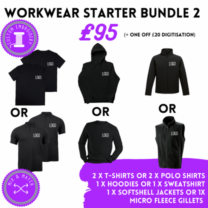 Custom workwear starter bundle by Rebel Needleworks - personalised embroidered workwear UK