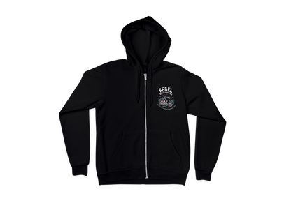 Black Rebel Needleworks zip hoodie - branded alternative gothic merchandise UK