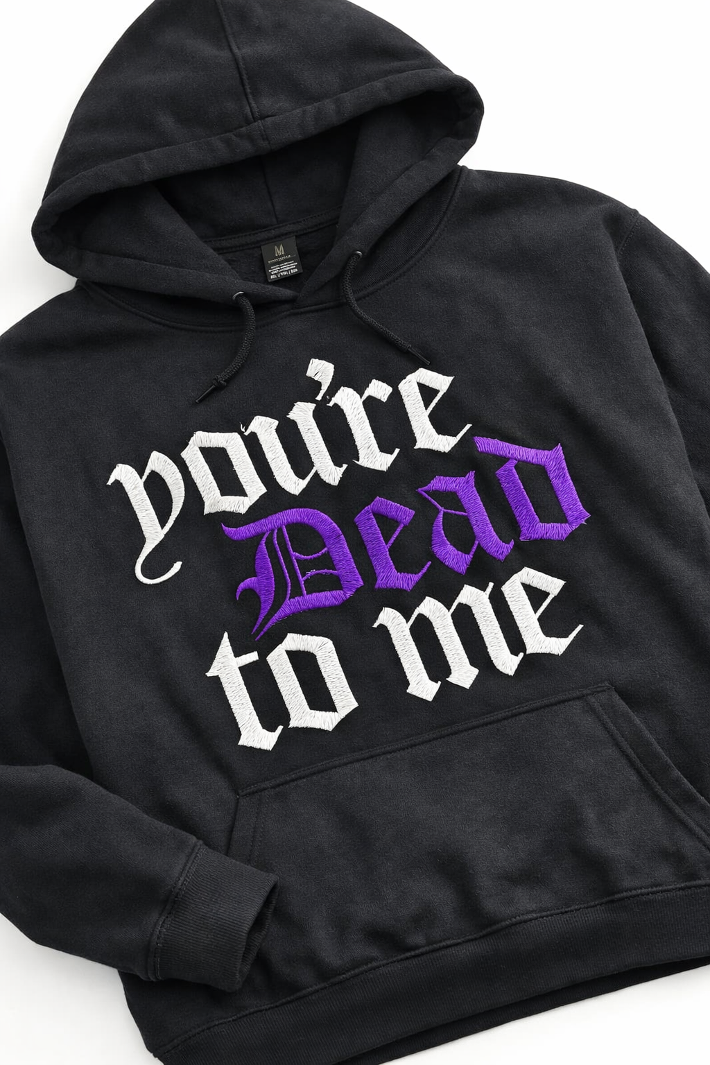 Custom you're dead to me embroidered sweatshirt by Rebel Needleworks - gothic alternative UK