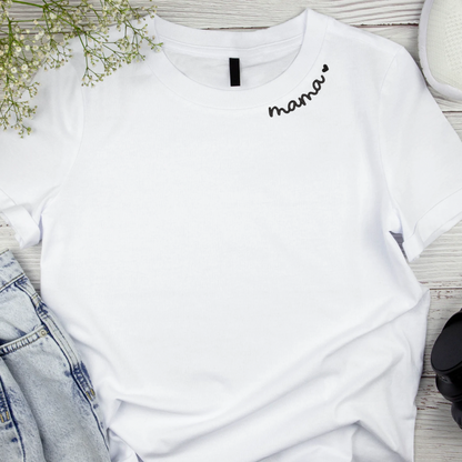 Embroidered collar MAMA t-shirt by Rebel Needleworks - personalised mum gift top UK