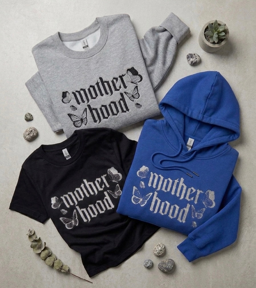 Motherhood Embroidered Gothic T-shirt, Hoodie & Sweatshirt