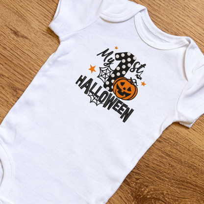 My 1st Halloween embroidered baby grow by Rebel Needleworks - personalised gothic baby gift UK