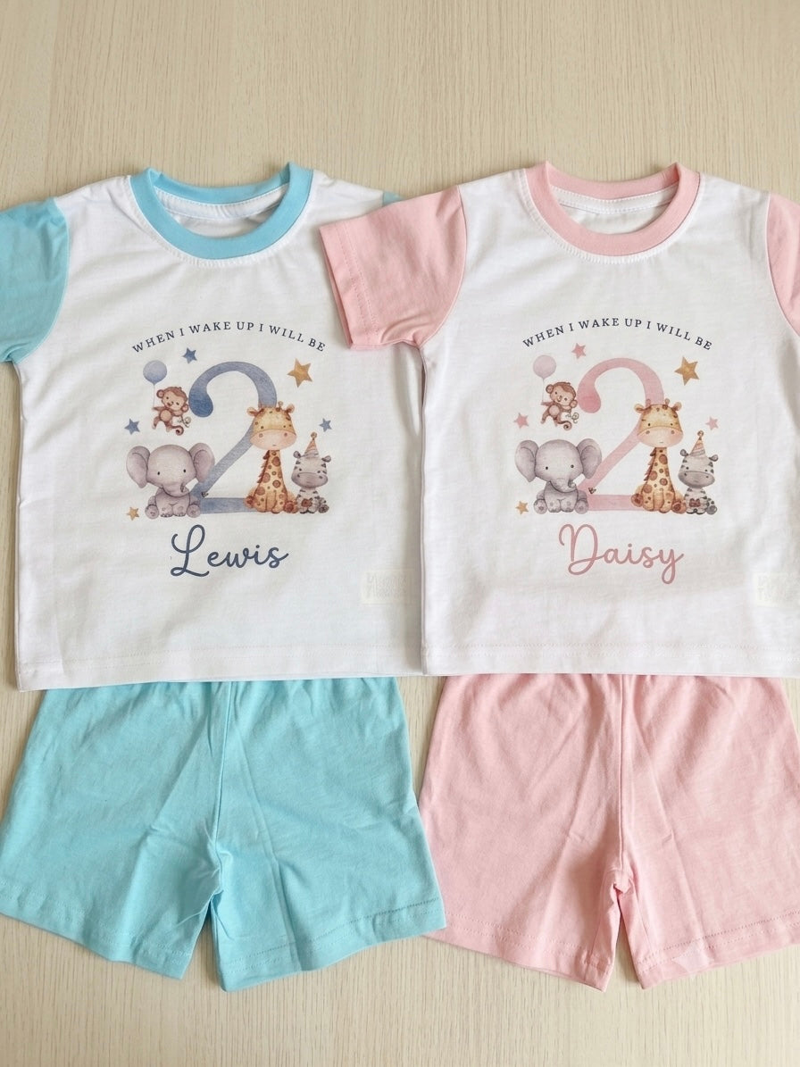 When I wake up Personalised Birthday Pyjama Short Set