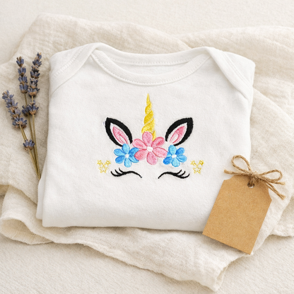 Unicorn Embroidered Baby Grow