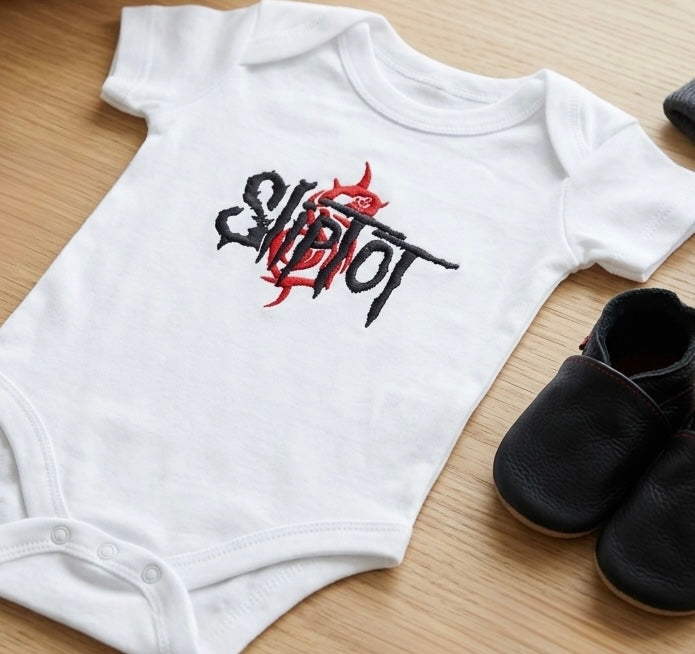 Sliptot embroidered baby grow by Rebel Needleworks - personalised funny baby onesie gift UK
