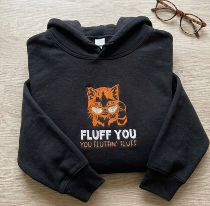 Custom embroidered cat slogan t-shirt by Rebel Needleworks - funny cat lover personalised tee UK