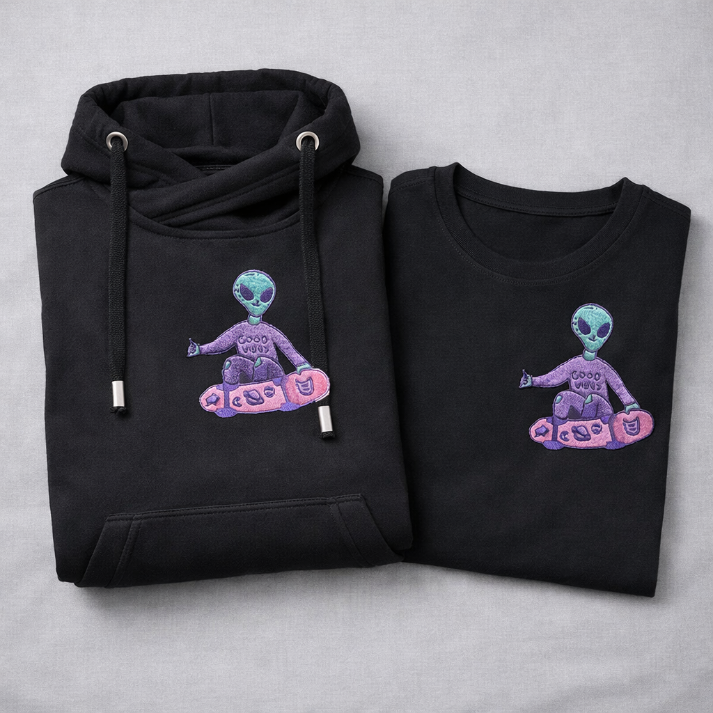 ‘Good Vibes’ Alien Hoodie & T-shirt