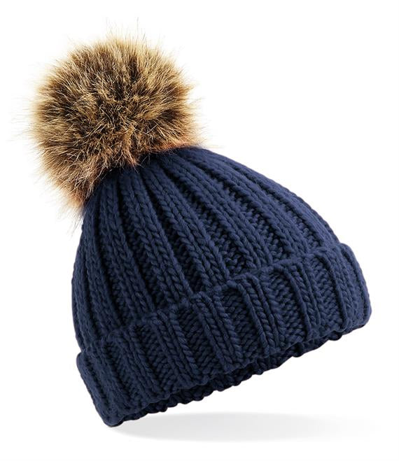 Kids Embroidered Chunky Bobble Hat