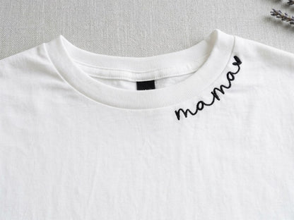 Embroidered Collar Mama T-shirt