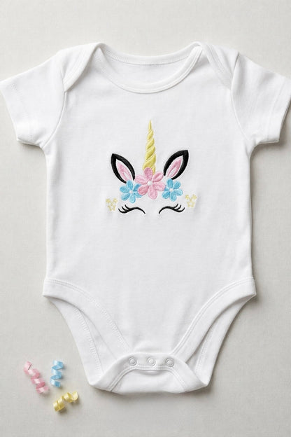 Unicorn Embroidered Baby Grow