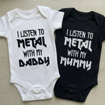 Heavy Metal Baby Grow | "I Listen to Metal With My..." Rock Infant Bodysuit