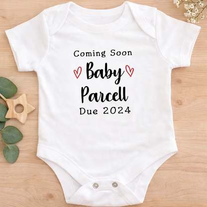 Rebel Needleworks birth announcement embroidered baby onesie - personalised newborn gift UK