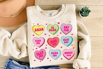 Love hearts print sweatshirt by Rebel Needleworks - personalised clothing gift UK
