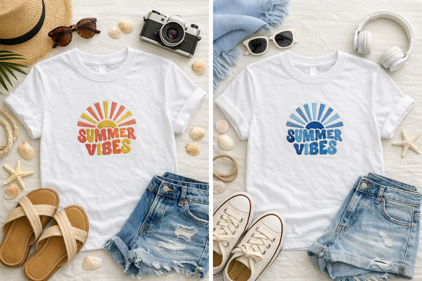Embroidered Summer Vibes Kids Tshirt