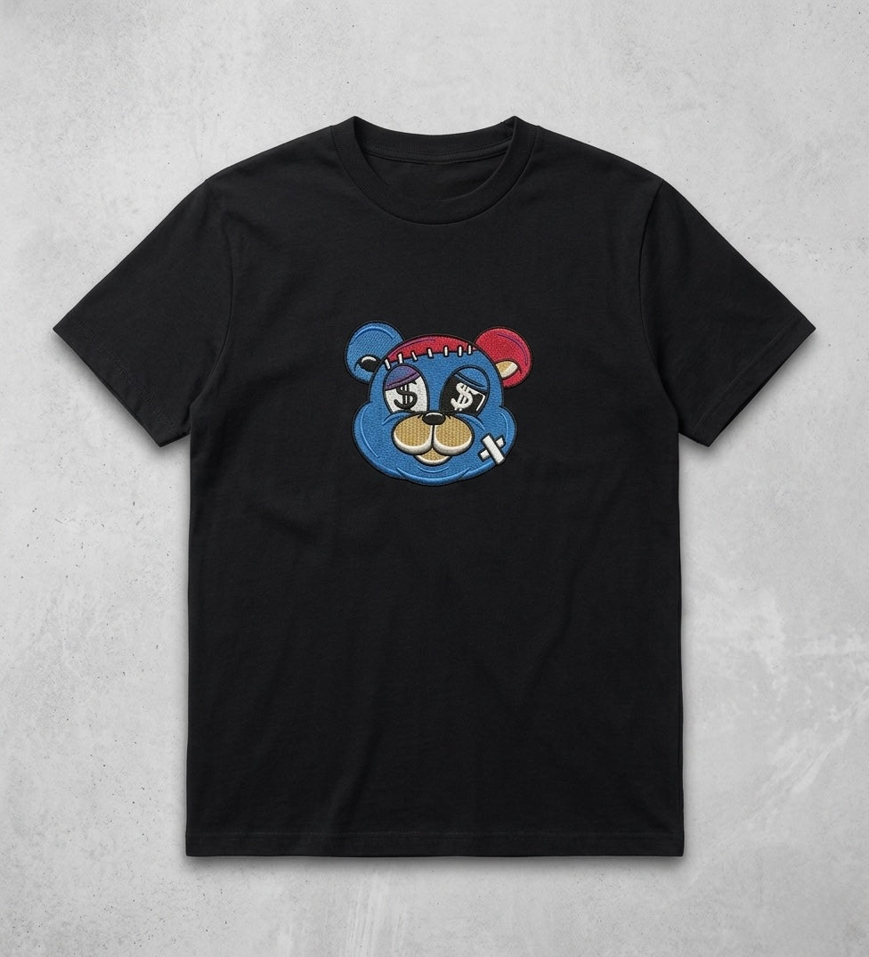 Blue Embroidered Bear T-shirt