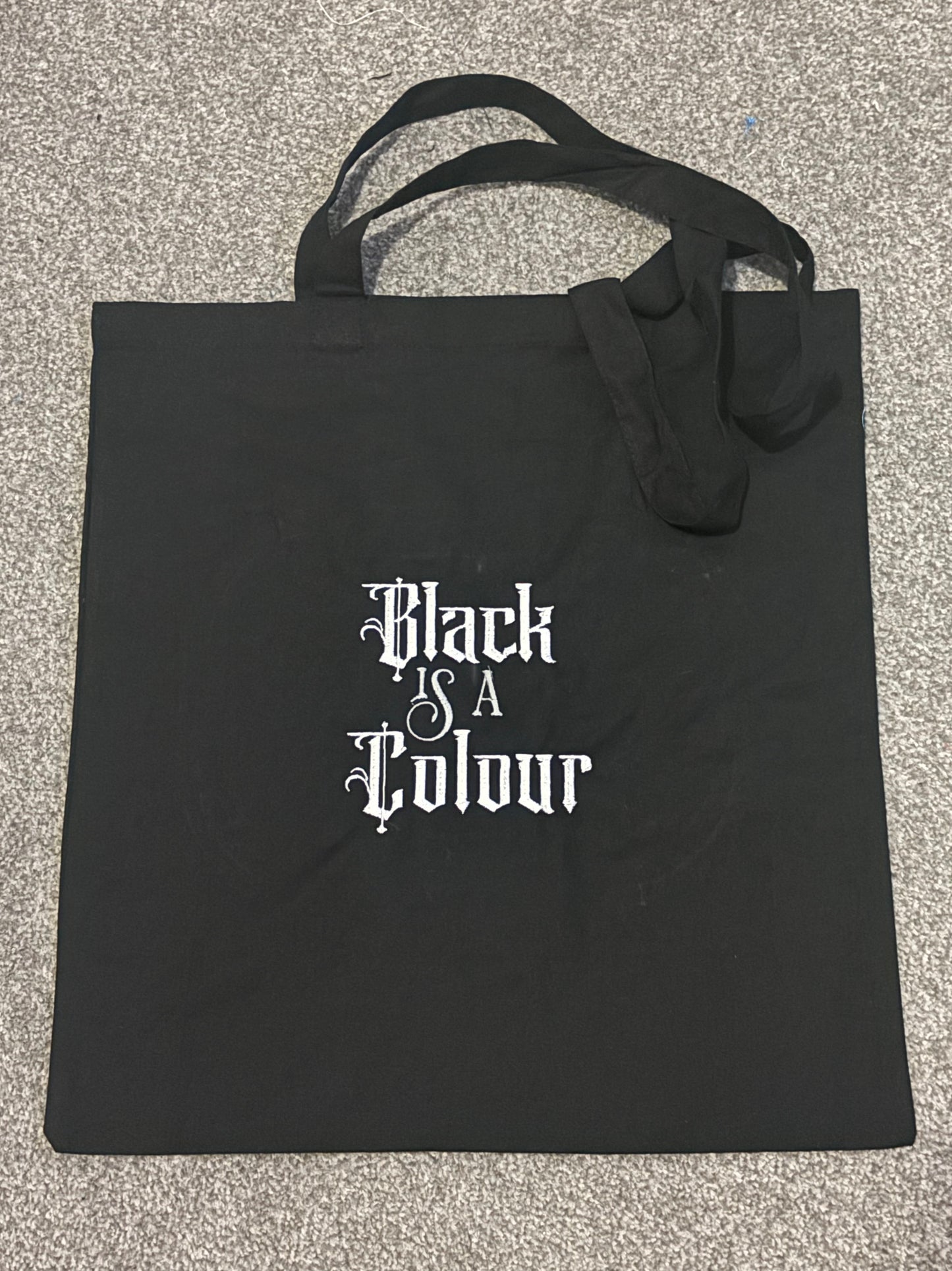 Custom black is a colour embroidered shopper by Rebel Needleworks - gothic alternative bag UK