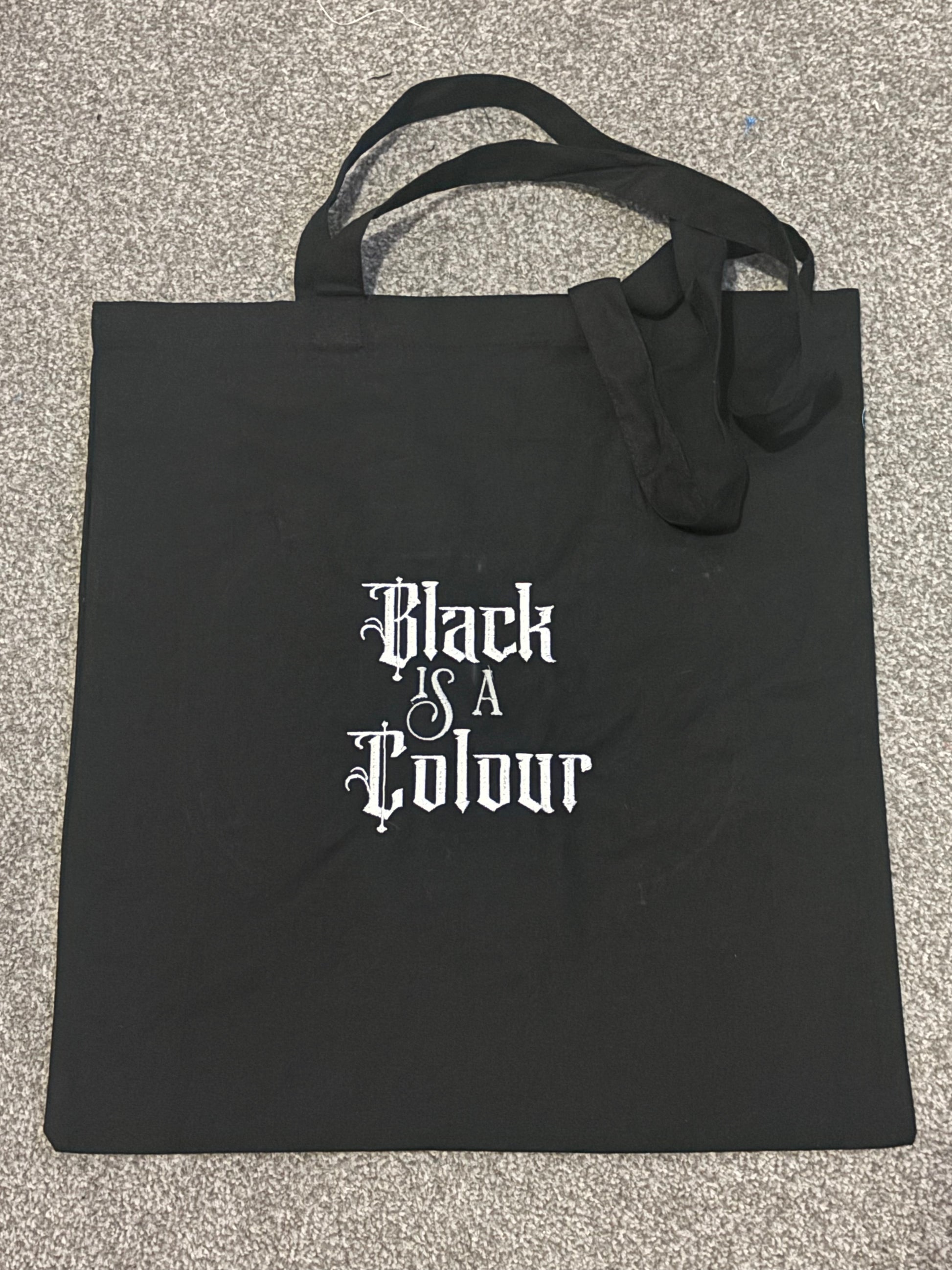 Custom black is a colour embroidered shopper by Rebel Needleworks - gothic alternative bag UK